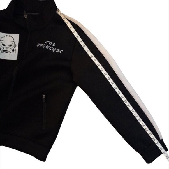 Black Jacket Men's Boys Size Medium Full Zip Up C Track Jacket Gorilla Ape Logo - Picture 9 of 11